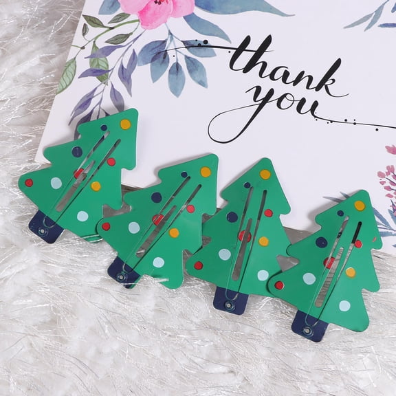 SEWCHICS 12Pcs Green Christmas Hair Barrettes Holiday Hair Clips Style Accessories for Festive Decoration