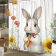 thumbnail image 3 of MIZHONA Happy Easter Shower Curtain Spring Bunny with Sunflowers Fabric Bathroom Curtain 72x72 in, 3 of 4