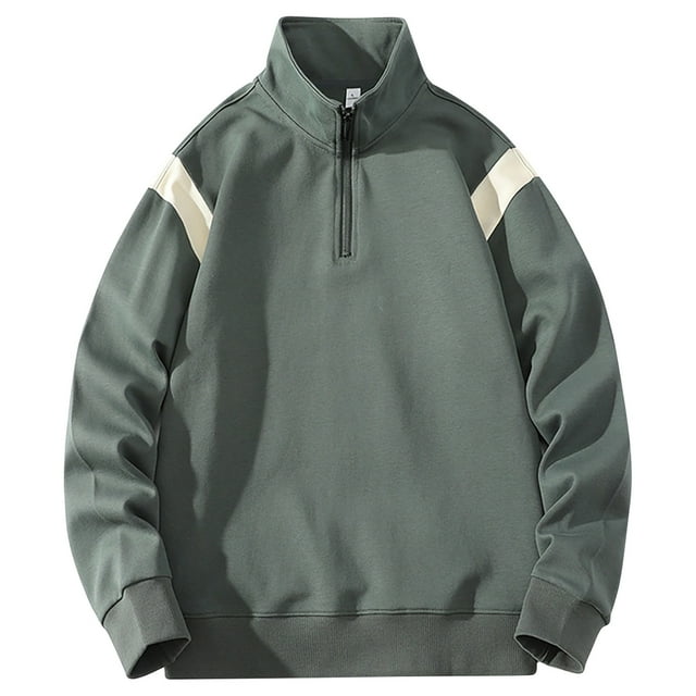 cfhntfmh Men's Quarter Zip Sweatshirt Casual Mock Neck Long Sleeve Color Block Pullover Sweatshirt Fall Oversized Basic Tops