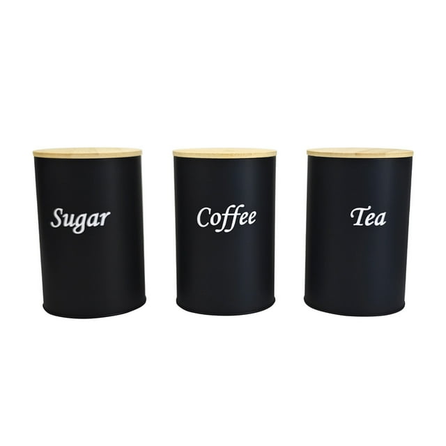 Storage Containers Kitchen Canisters Set of 3 with Lids and Name Markers for Coffee Tea Flour Containers
