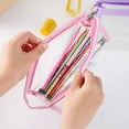 thumbnail image 3 of JeashCHAT Clear PVC Zipper Pen Pencil Case, Big Capacity Pencil Bag Stationery Organizer Transparent Makeup Pouch for Adult Office Supplies, Pink, 3 of 4