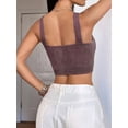 thumbnail image 4 of Osfvolr Women'S Sleeveless Crop Tops Ribbed Square Neck Cropped Tank Top Brown M, 4 of 5