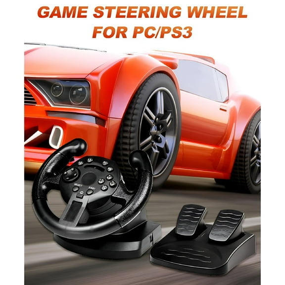 BESTSKY Racing Steering Wheel for PS3 PC Game, with Foot Pedal Unit (Gas And Brake), 250 Degree Driving Force (Black)