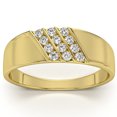 thumbnail image 4 of Pompeii 1/5Ct Multi Row Men's Diamond Polished Gold Lightweigt Ring (G/H,VS), 4 of 7