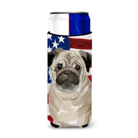 

Carolines Treasures BB9391MUK Fawn Pug Patriotic Michelob Ultra Hugger for slim cans Slim Can multicolor
