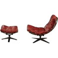 thumbnail image 3 of ACME Fauteuil Swayback Capitonné avec Ottoman en Cuir Grain Supérieur Rouge Antique, 3 of 9