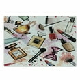 thumbnail image 1 of Fashion Cutting Board, Cosmetic and Makeup Theme Pattern Perfume Lipstick Nail Polish Brush Modern, Decorative Tempered Glass Cutting and Serving Board, Small Size, Multicolor, by Ambesonne, 1 of 1