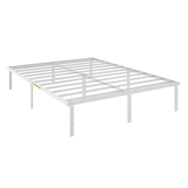 Mainstays 14” HeavyDuty Steel Slat Full Platform Bed Frame, White