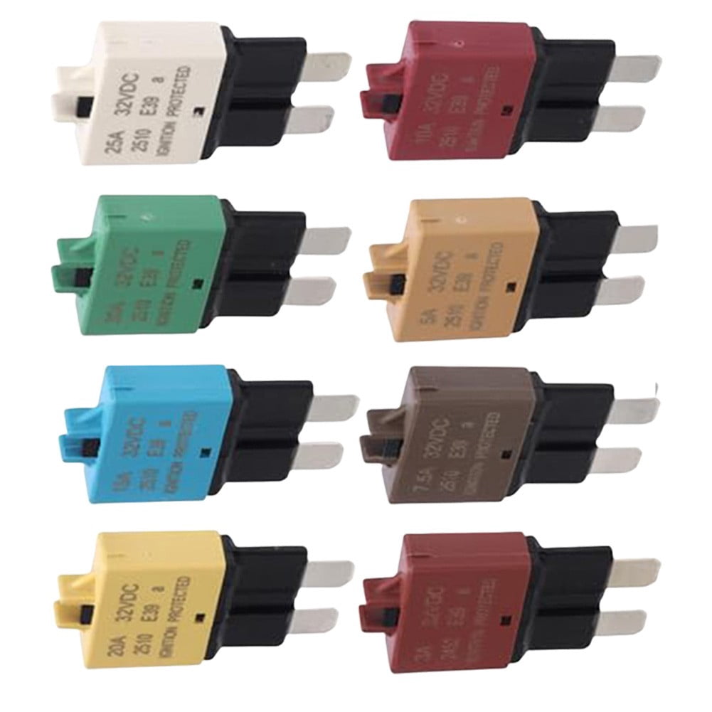 SPRING 8Pcs Car Pack Circuit Breaker Blade Manual Reset Fuse For Marine Boat Rv Truck Cars 3A 5A 7.5A 10A 15A 20A 25A 30A Mixed