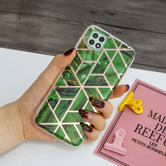 For Samsung Galaxy A22 5G Stylish Geometric Marble Texture Pattern Soft Silicone Rubber Hybrid Anti-drop Lightweight Slim Phone Case Cover For Samsung Galaxy A22 5G,Green Marble