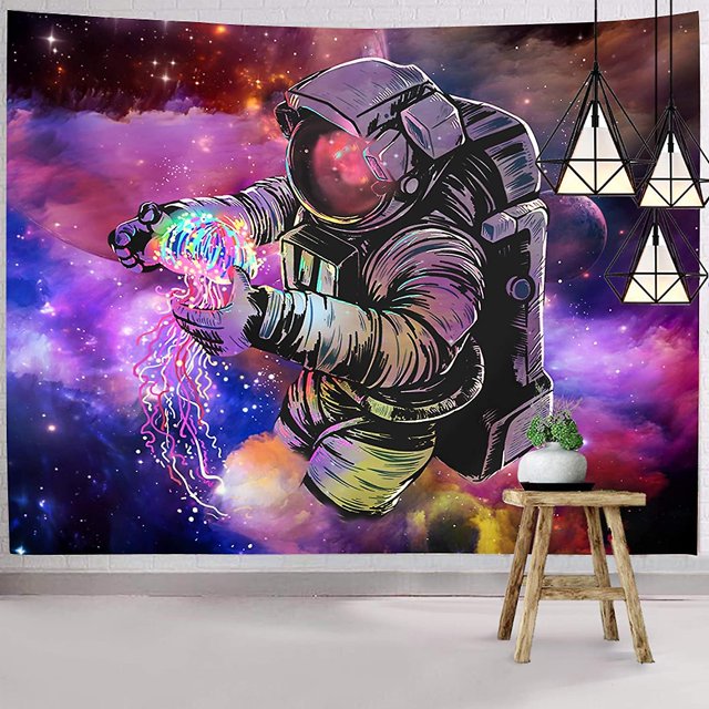 Liangnv Tapices De Astronauta Tapiz De Pared Tapiz Hippie Bohemio Tapiz Espacial De Fantasía Colgante De Pared Trippy Galaxy Planet Arte De Pared para Decoración De Dormitorio