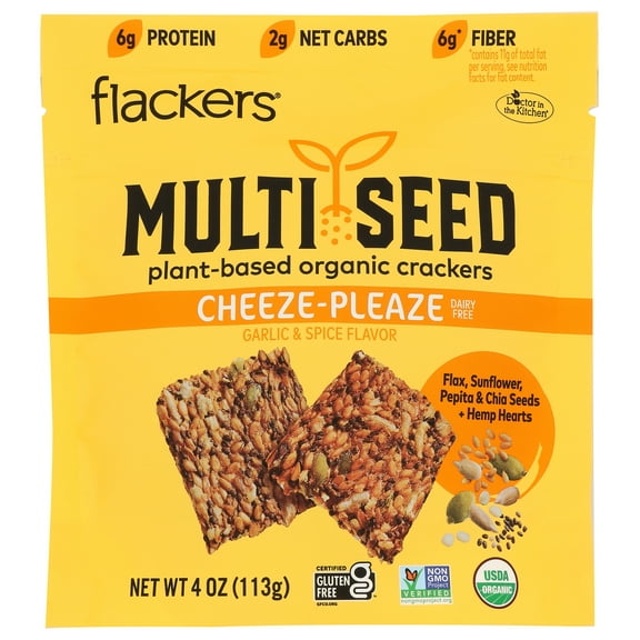 Pack of 6, Doctor In The Kitchen Cheeze-Pleaze Garlic & Spice Organic Crackers, 4 oz
