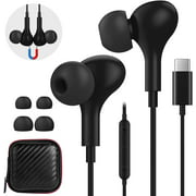 USB C Headphones COOYA Wired in-Ear Earphones with Microphone Noise Canceling HiFi Stereo Type C Magnetic Earbuds