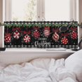 thumbnail image 5 of Merry Christmas Ornament Short Topper Kitchen Curtain Valance 54x18, Xmas Ball Holly Berry Window Treatment Rod Pocket, Winter Holiday Plaid Home Farmhouse Living Room Bedroom Bathroom Decor, 5 of 8