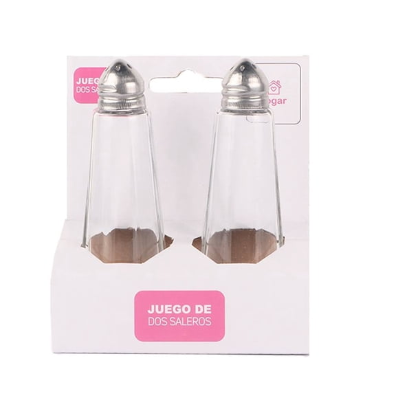 Salero Prichos Tapón Metálico con Orificios 1 Set con 2 Piezas Transparente