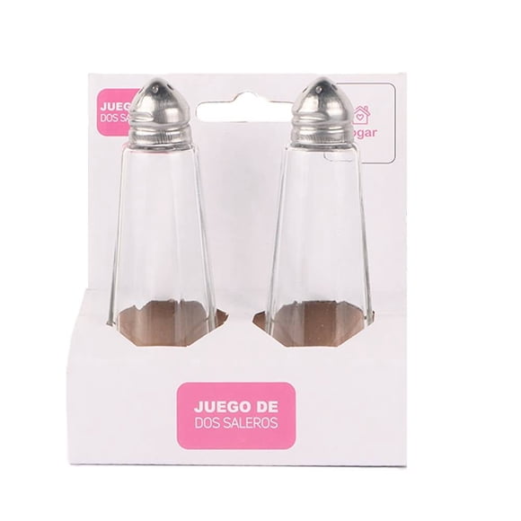 Salero Prichos Tapón Metálico con Orificios 1 Set con 2 Piezas Transparente