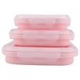 thumbnail image 3 of Portable Silicone Lunch Box Set Folding Microwave Safe Lunchbox Food Container Pink, 3 of 13