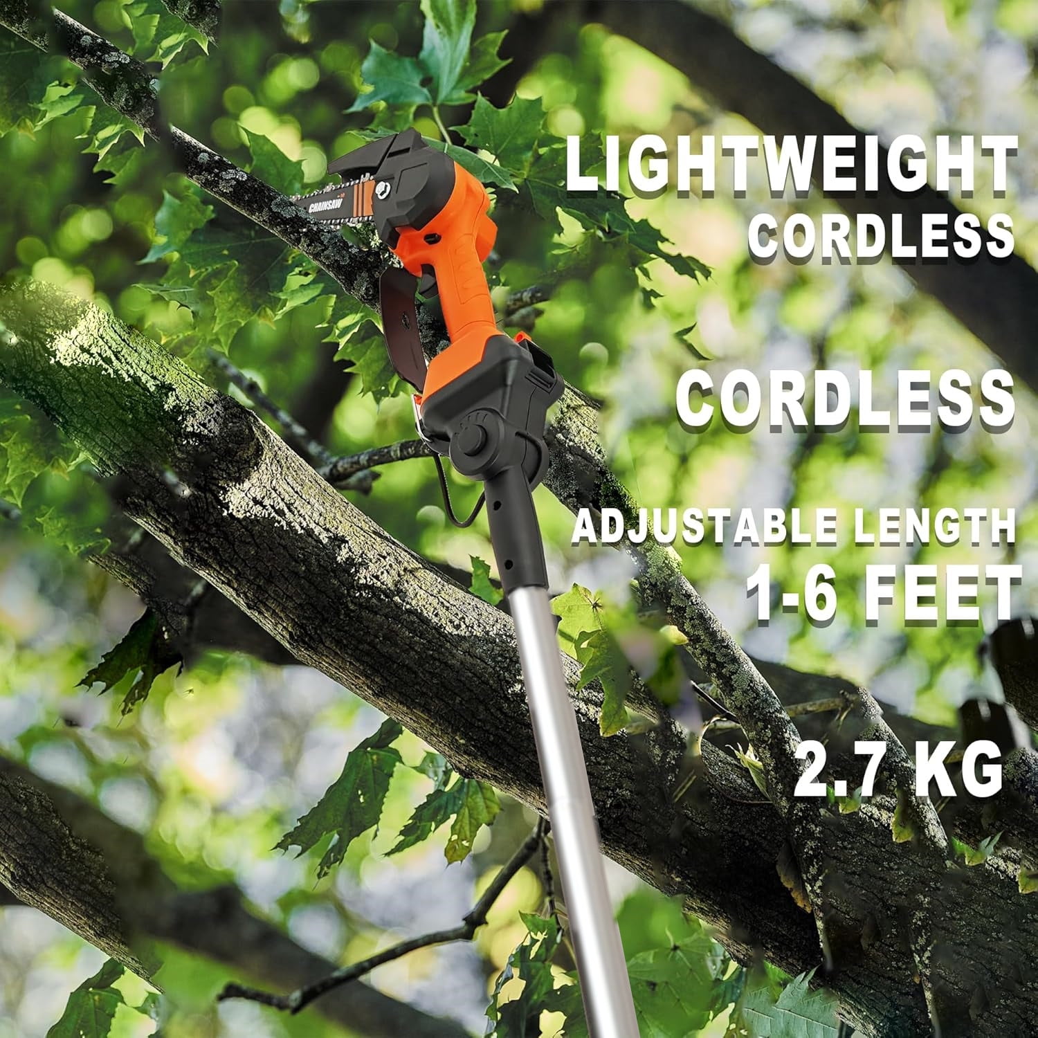 LEXKUYI Cordless Pole Saw, Mini Chainsaw, Electric Pole Saw for Tree Trimming, Tree Trimmer Limb Branch Cutter Pruner