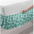 thumbnail image 2 of Leaves Bed Skirt, Hand Drawn Oriental Ornament of Various Nature Shapes and Polka Dots, Elastic Bedskirt Dust Ruffle Wrap Around for Bedding Decor, 4 Sizes, Peacock Green Baby Blue, by Ambesonne, 2 of 2