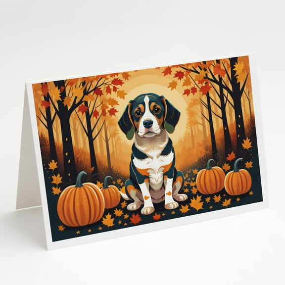 Beagle Fall Greeting Cards and Envelopes Pack of 8 7 in x 5 in