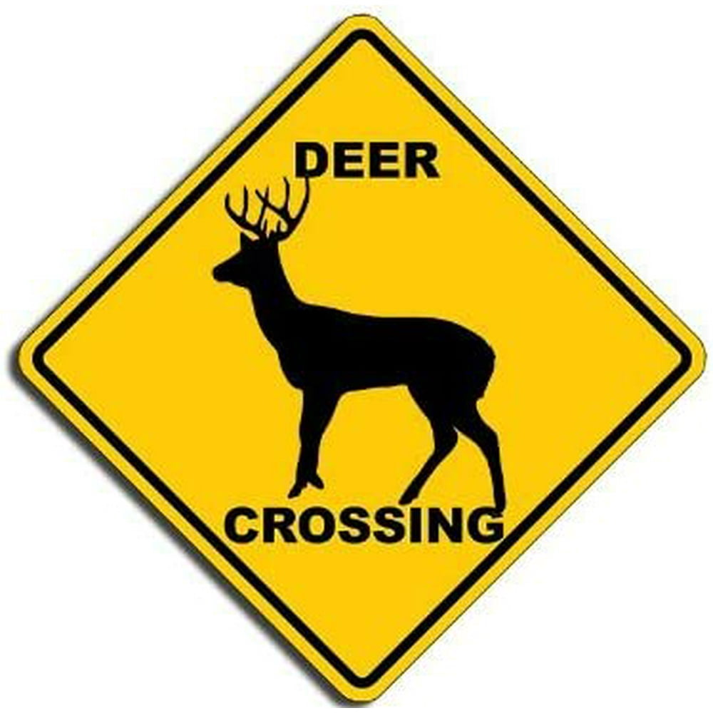 Deer Crossing Sign Shaped 3M Reflective sticker Hunt Fun Decal