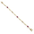 thumbnail image 2 of Gem Stone King 18K Yellow Gold Plated Silver Peach Morganite and Red Created Ruby and Round White Lab Grown Diamond Tennis Bracelet for Women (3.04 Cttw, Gemstone Birthstone, Oval 6X4MM, 7.25 inches), 2 of 4