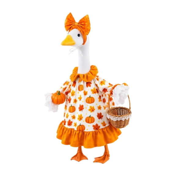 Goose Outfit Thanksgiving Porch Fall Harvest Set 23 Inch with Bow Headband for Outdoor Lawn Decor and Holiday Display