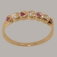 thumbnail image 3 of LBG British Made 10k Rose Gold Cultured Pearl & Ruby Womens Eternity Ring - 33 size options - Size 5.75, 3 of 9