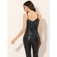 thumbnail image 4 of Camiseta de tirantes de fiesta brillante metalizada para mujer Camisetas de tirantes con escote en V profundo Brillo Negro M, 4 of 5