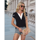 thumbnail image 5 of Camisetas de Corta con Cuello en V para Mujer, Color Negro, Talla XXL, 5 of 8