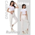 thumbnail image 4 of Women's Lightweight Hiking Cargo Pants Outdoor Quick Dry Casual Travel Sweatpants Joggers Elastic Waist Button Pockets White M, 4 of 6