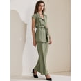 thumbnail image 3 of DARING DIVA Women's 2 Pcs Sleeveless Vest Wide Leg Pants S Army Green, 3 of 6