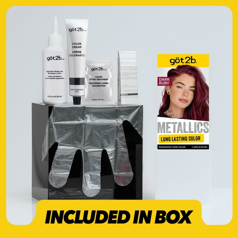 3 pack) got2b Metallics Permanent Hair Dye, M68 Dark Ruby, Hair