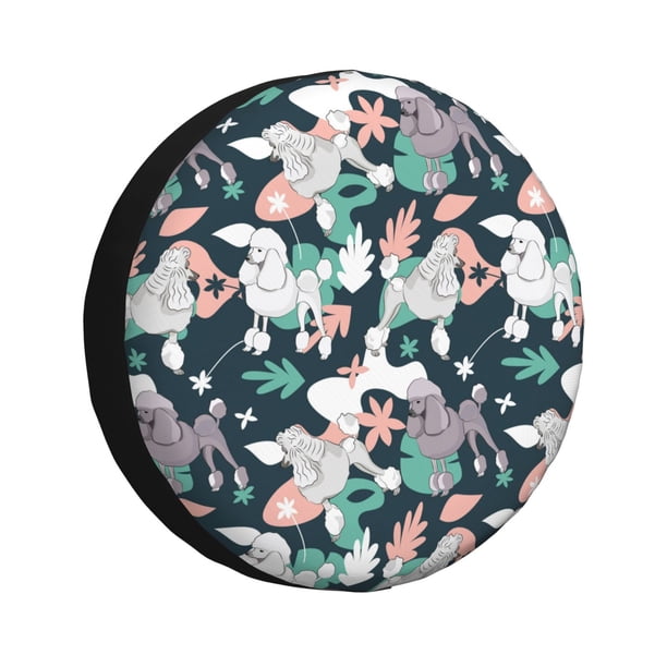 Fotbe Cute Poodle Dog Funda de Llanta de Repuesto con Estampado, Engrosada, Ajuste Universal para Jeep, Remolque, RV, SUV, Camión-16 inch