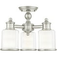 thumbnail image 6 of 3 Light Brushed Nickel Mini Chandelier/Ceiling Light fixture with Clear Glass & Satin Opal White Glass Shade, 6 of 8