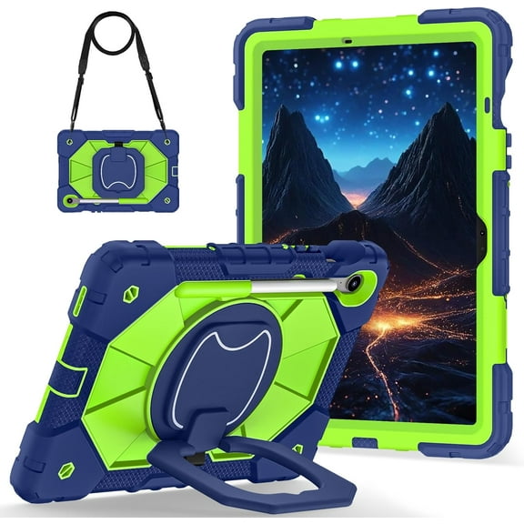 REQO Case for Samsung Galaxy Tab S10 FE/ S9 FE 5G 10.9 Inch/Tab S9 11 Inch :with Pen Holder Portable Hybrid Shock-Proof Cover with 360° Rotatable Ring, Kickstand.