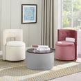thumbnail image 6 of Round End/Side Table With Storage, Storage Ottomans with Square Footstool, Wooden Tray, Fabric Wrapped, 2-in-1 Multifunctional Furniture for Home Living Room Bedroom, Gray, 6 of 8