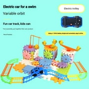 DIY STEM Building Blocks Toy with Gears & Tracks - 180PC Educational Construction Set for Klds, Motor Skills & Creativity Development, Safe Large Particle Blocks, Interactive Parent-ChiId Play