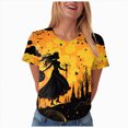 thumbnail image 5 of TOWED22 Halloween Shirts for Women Magical Halloween Shirt Cute Ghost Graphic Tees Spooky Season Casual Short Sleeve Fall Tops(Light Yellow,S), 5 of 9