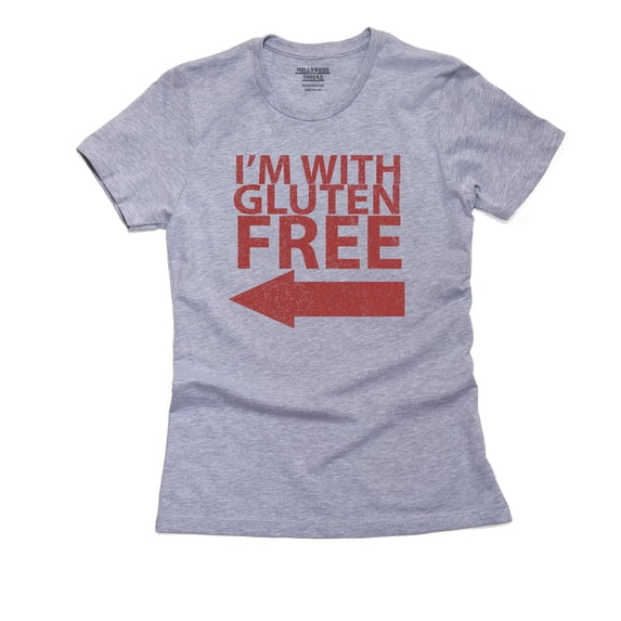 I'm With Gluten Free Large Arrow Funny Celiac Women's Cotton Grey T-Shirt