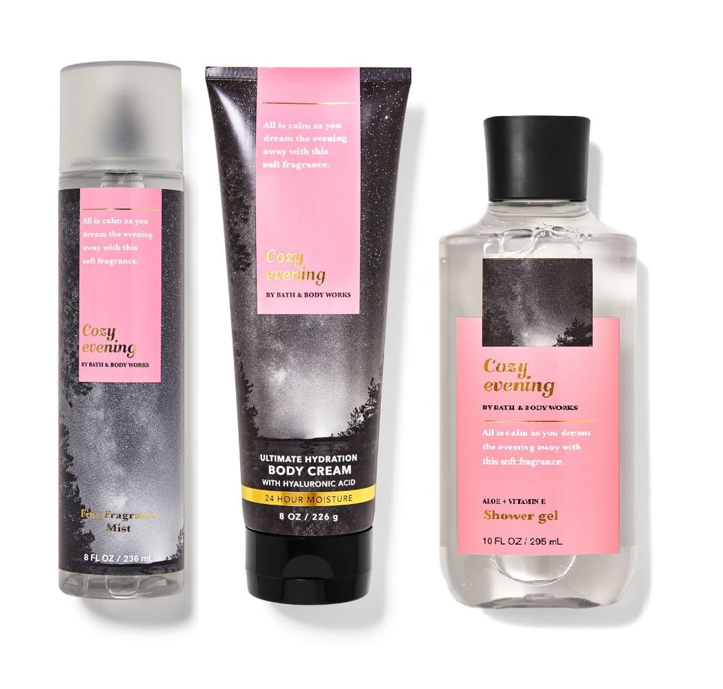 Bath & Body Works Cozy Evening Trio Shower Gel, Fine Fragrance Mist