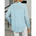 thumbnail image 2 of Cuteduck Women Fall Button Up Shirt Solid Color Long Sleeve Lightweight Business Casual Top with Pocket S-2XL, 2 of 7