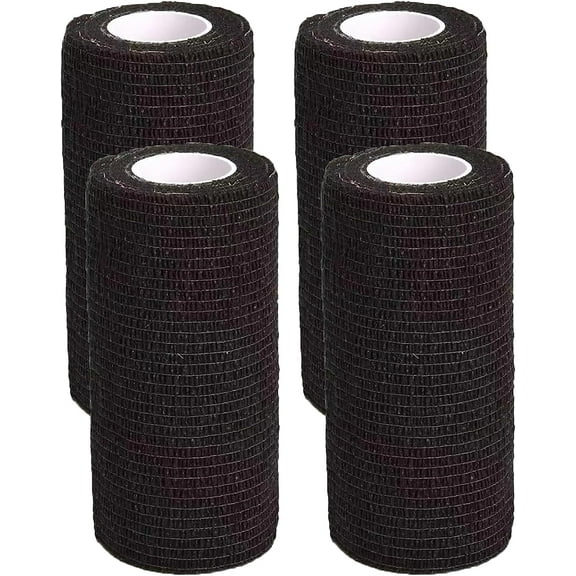 Self Adhesive Bandage Wrap, Bandage Wrap, Athletic Sports Tape, Vet Wrap 4 inch for Pets Animals (Black)