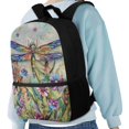 thumbnail image 4 of Uourmeti Floral Dragonfly Print Trendy Backpack, 17 Inchs Multiple Pockets School Backpack Smooth Zippers Student Bookbag for Girls, 4 of 6