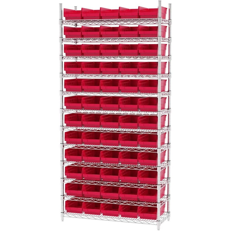 Akro-Mils Shelf Bins 30130 Plastic Organizer for Tools Craft Supplies,  12x6x4, Red, 12-Pack