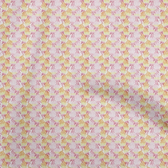 oneOone Cotton Cambric White Fabric Leaves Craft Projects Decor Fabric Printed By The Yard 56 Inch Wide