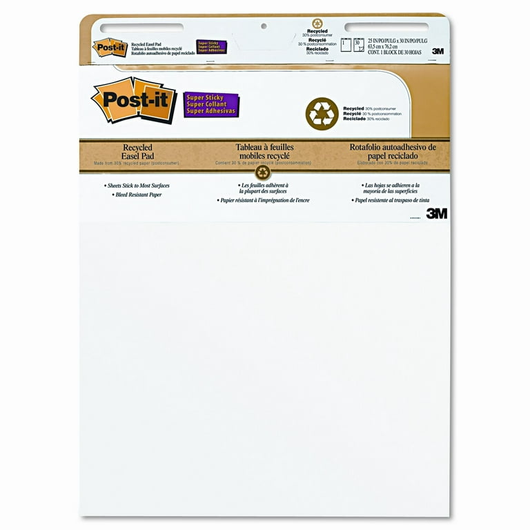Universal 35603 Self Stick Easel Pads, Unruled, 25 x 30, White, 2 30 Sheet Pads/Carton