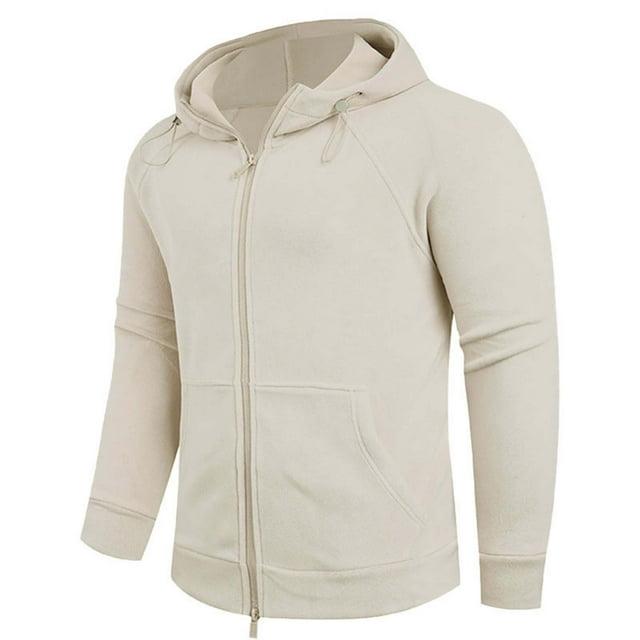 Lovzfmll Réversible Veste Polaire pour Homme avec Capuche et Poches Zippées Blanche, 2TG