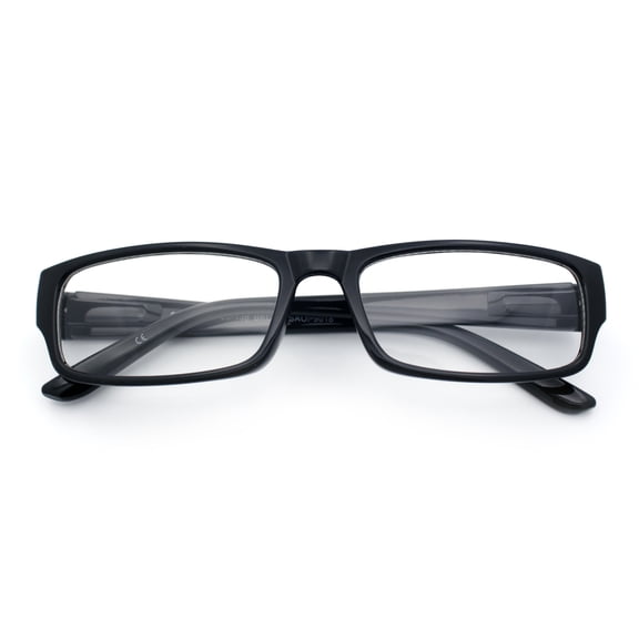 SA106 Narrow Rectangular Classic Plastic Pimp Mens Eyeglasses Black - Clear
