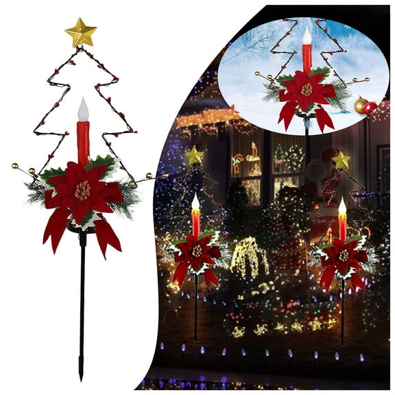 PYPESEEWY Warehouse Clearance Christmas Outside Decorations Clearance Sale for Home Indoor Xmas Winter Holiday Party Supplies Decor Solar Outdoor Christmas Light Candle Light Ground Tree